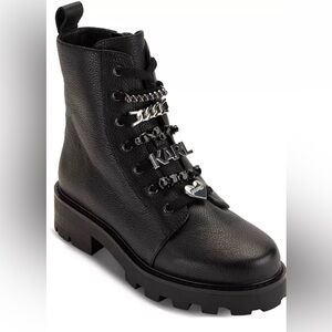 $199 NEW KARL LAGERFELD PARIS MELA EMBELLISHED COMBAT BOOTIES 7.5